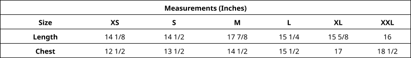 Product size guide