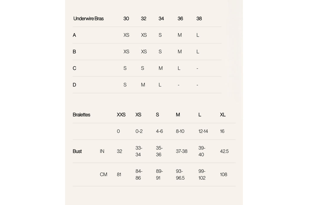 Product size guide