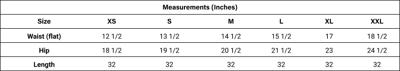 Product size guide