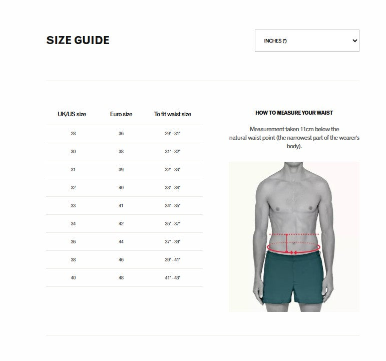 Product size guide
