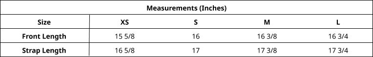 Product size guide