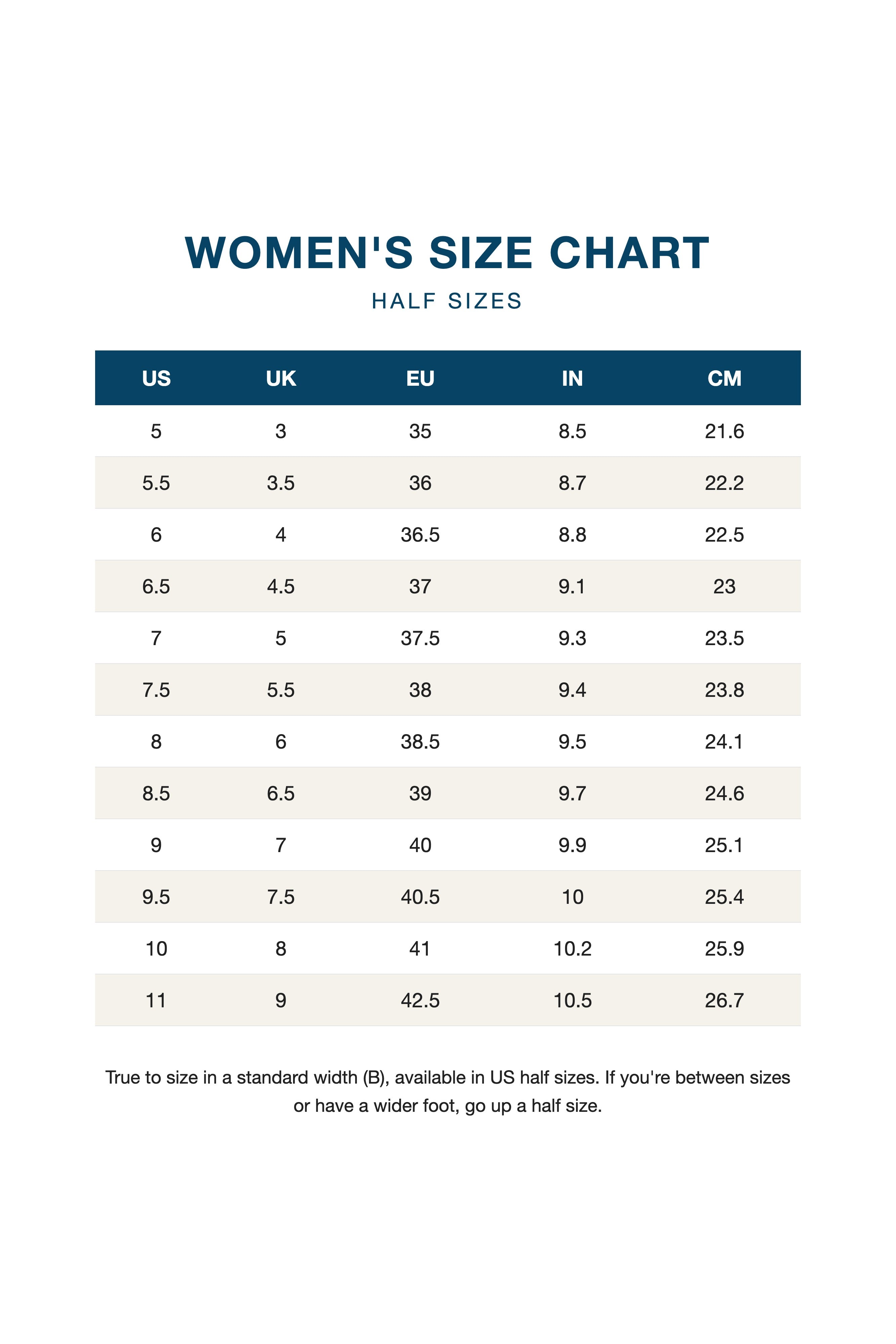 Product size guide