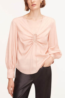 Drawstring Long Sleeve Blouse | Blush