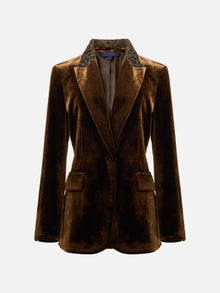 Silk-Blend Sophisticated Blazer Jacket | Brown