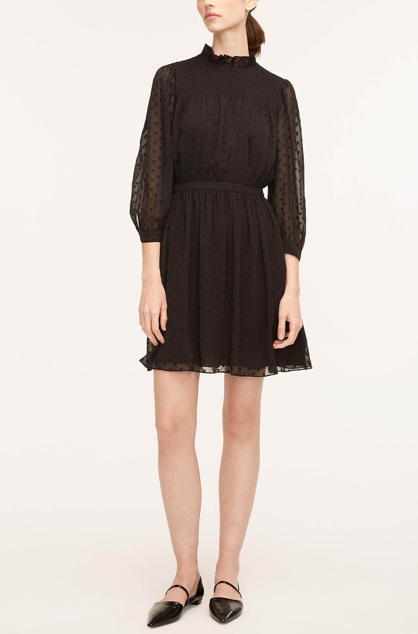 Clip-Dot Shirt Dress | Black