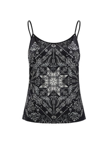 Ethnic Style Silk Camisole | Black