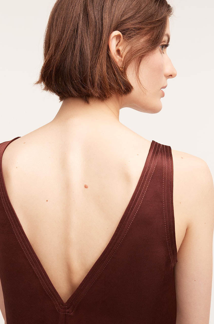 Heavy Satin Shift Dress | Raisin