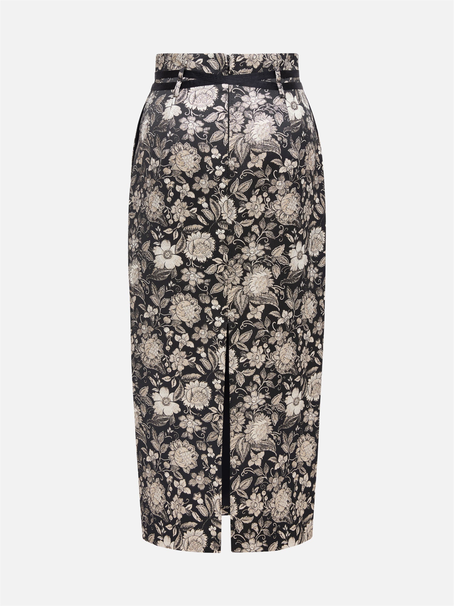 Tie Belt Skirt | Black Floral