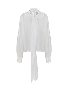 Embellished Silk Blouse | White