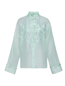 Chinese Style Embroidered Shirt | Green