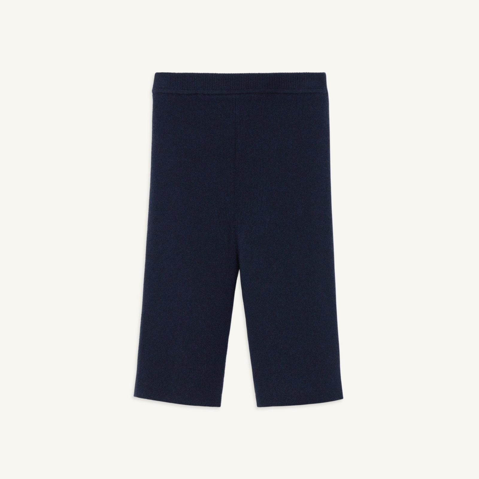 Navy blue ribbed knit bike shorts crafted with lycra for support and shape retention