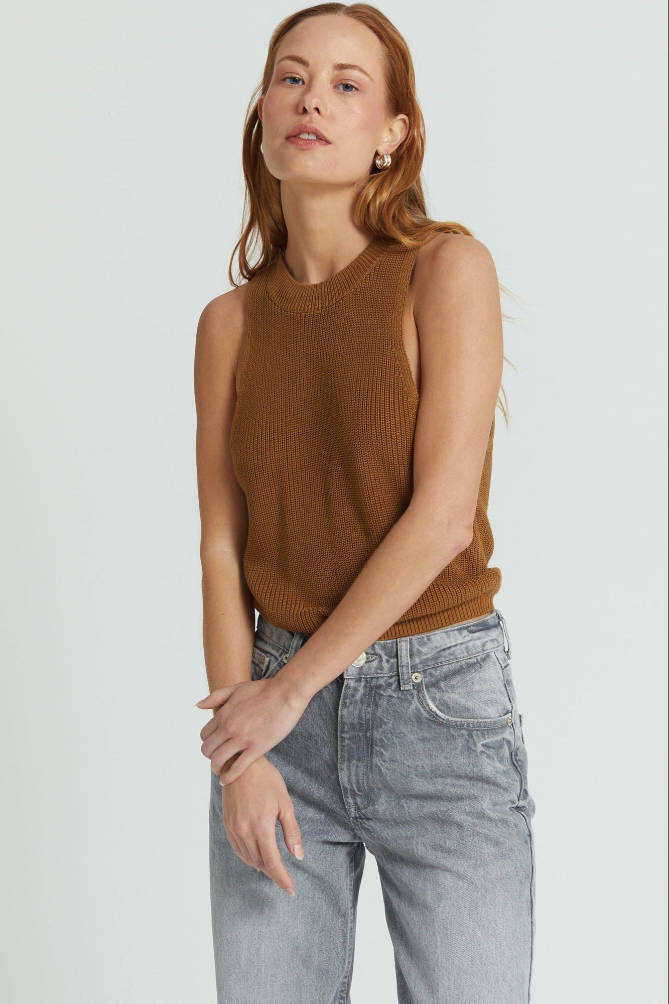 Ribbed Knit Sleeveless Top - Almina Concept 