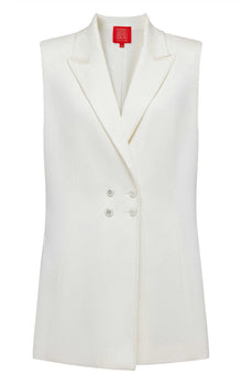 silk Vest Blazer | White