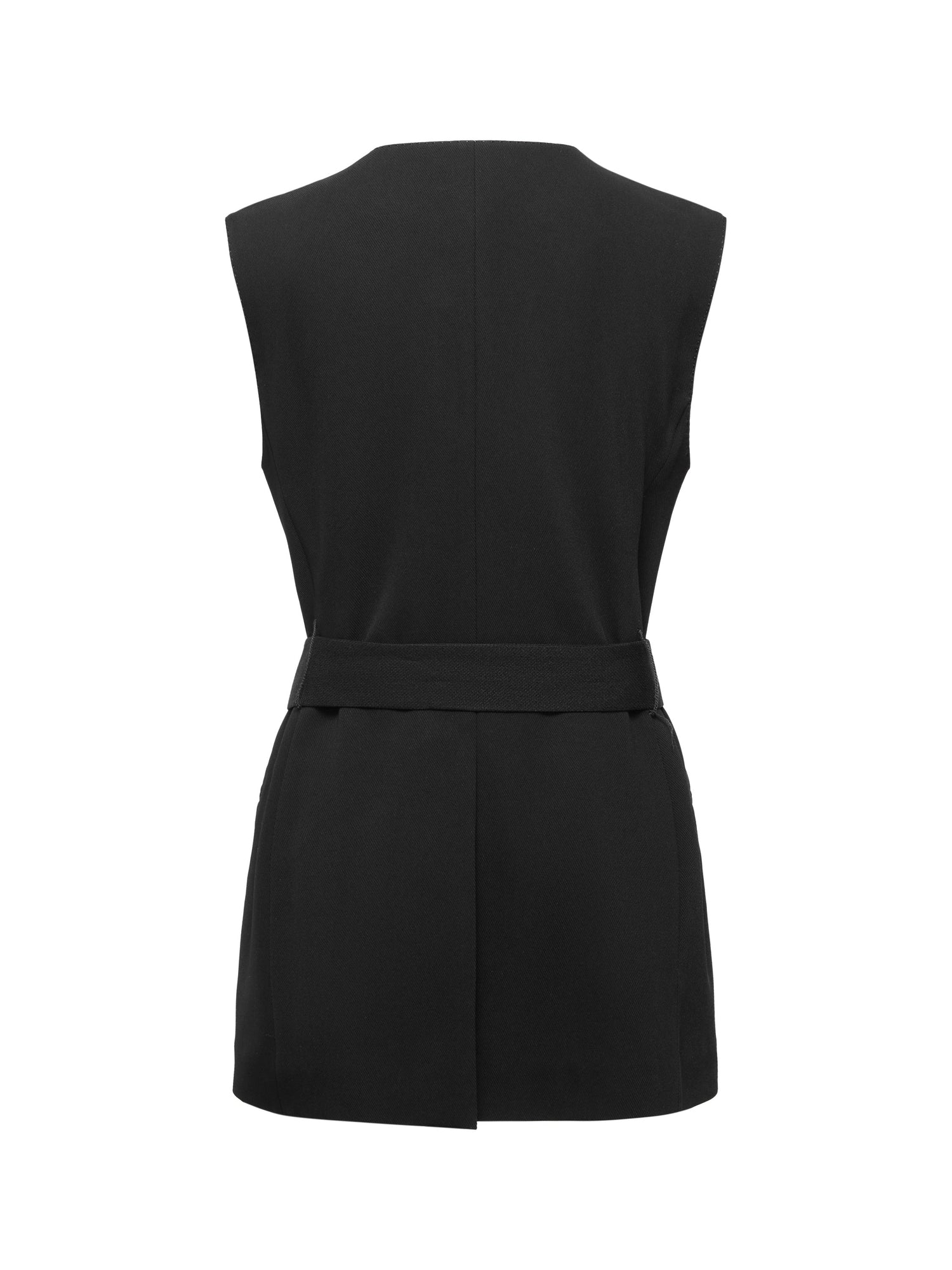 Triacetate Collarless Waist-Defining Vest | Black