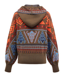 High-waisted Hooded Sweatshirt | Brown