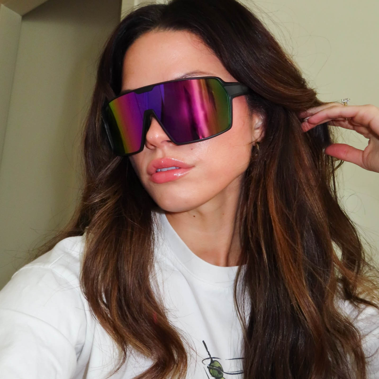 Unisex | Charge Sunglasses | Matte Black | Pink Rush Polarized Lenses