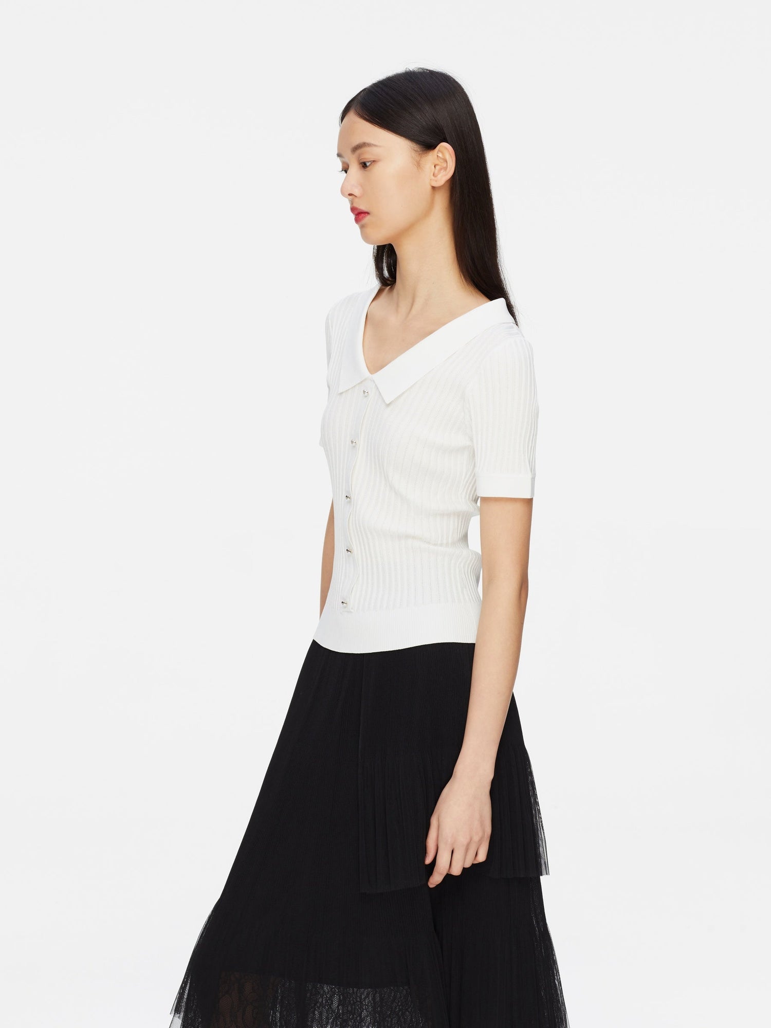 Ribbed Knit Top | White
