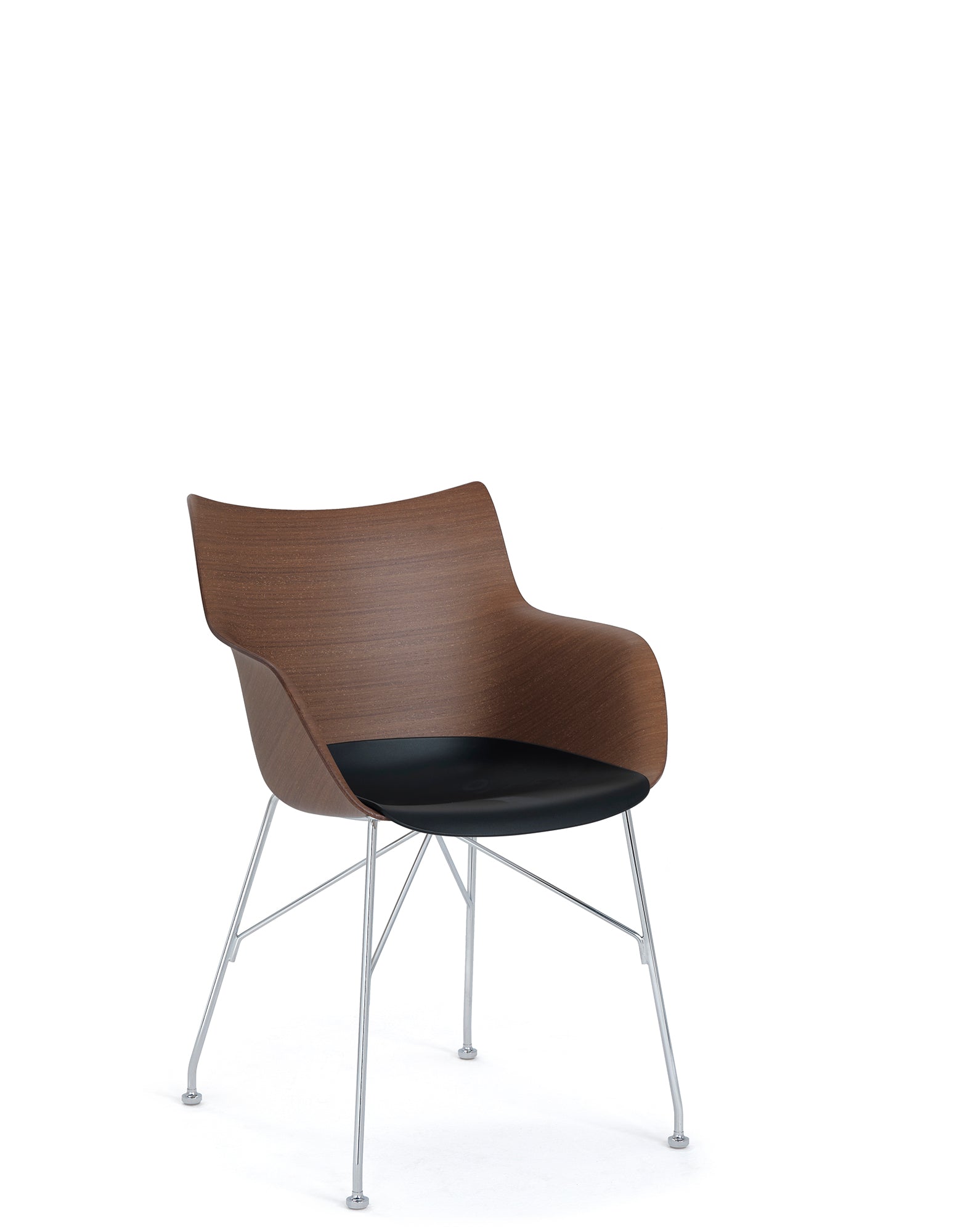 Q/Wood Armchair - Basic Veneer | Single | Dark Wood/Black
