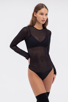 Matrix Long Sleeve Bodysuit | Black