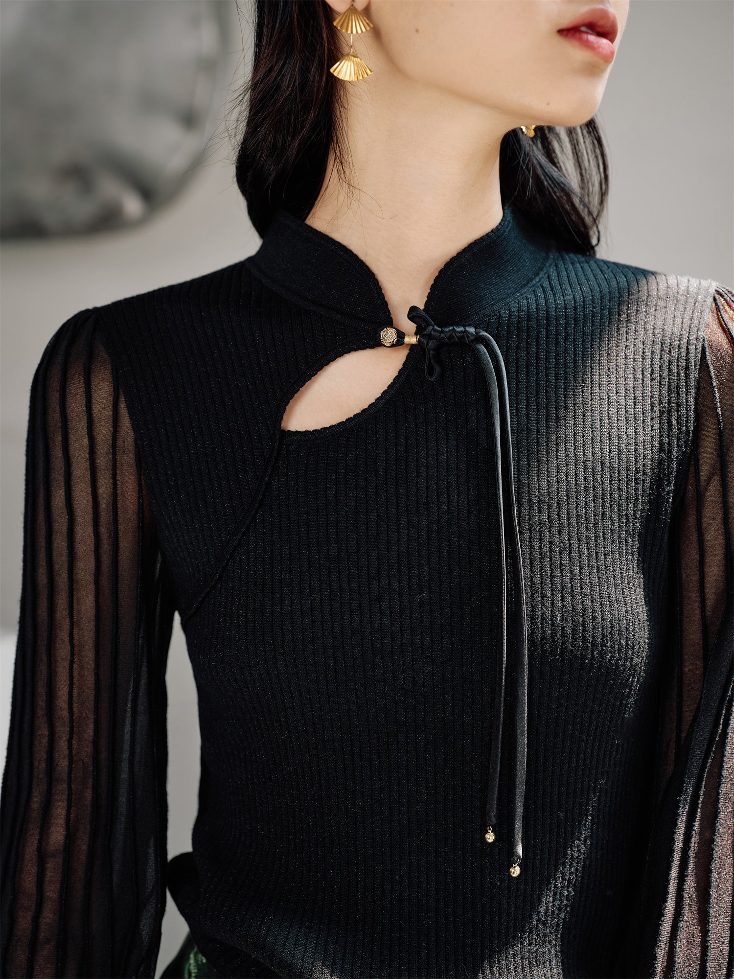 Chinese Style Pullover Sweater | Black