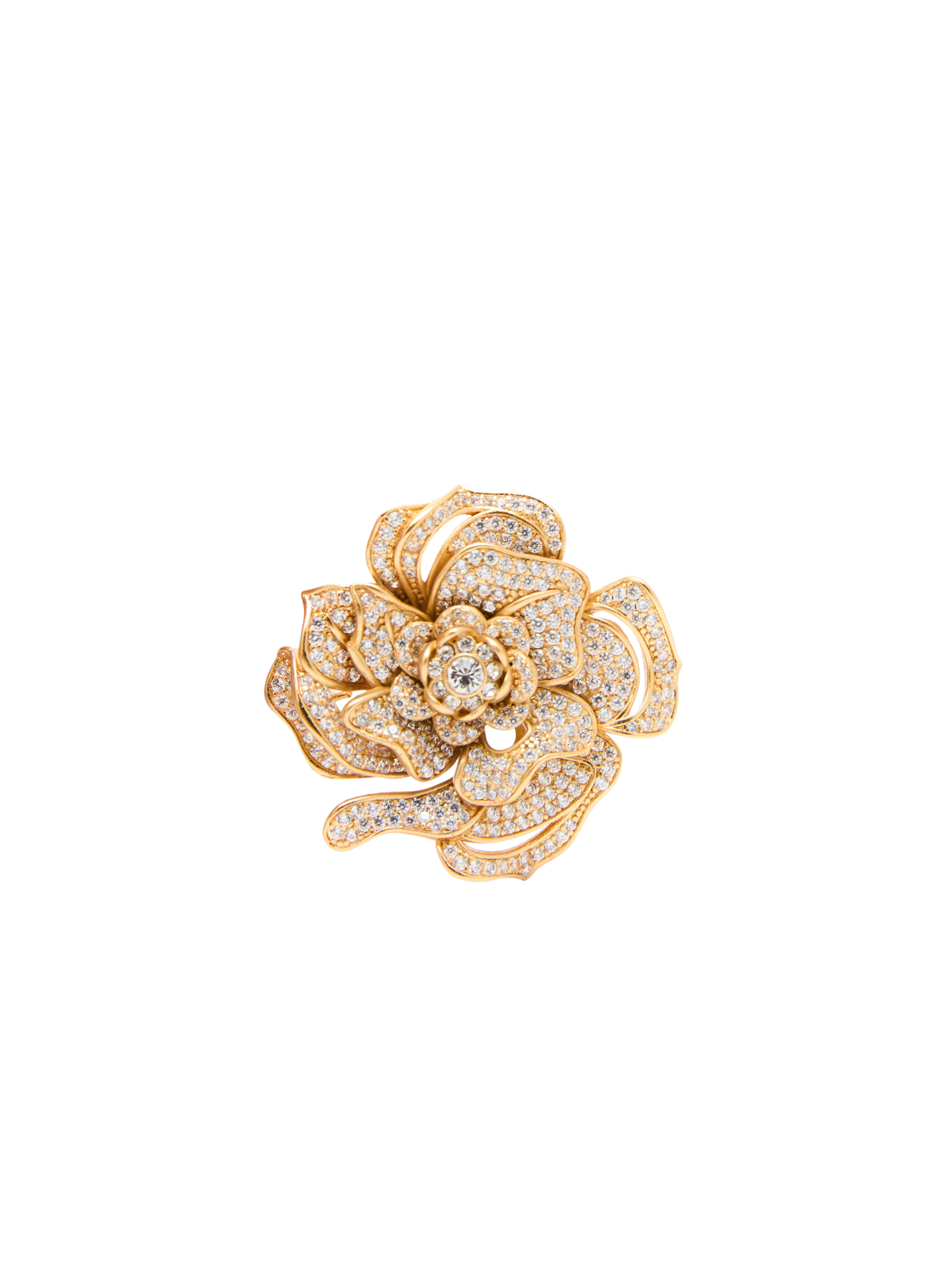 Peony Full Pave Zircon Brooch | Copper/Zircon