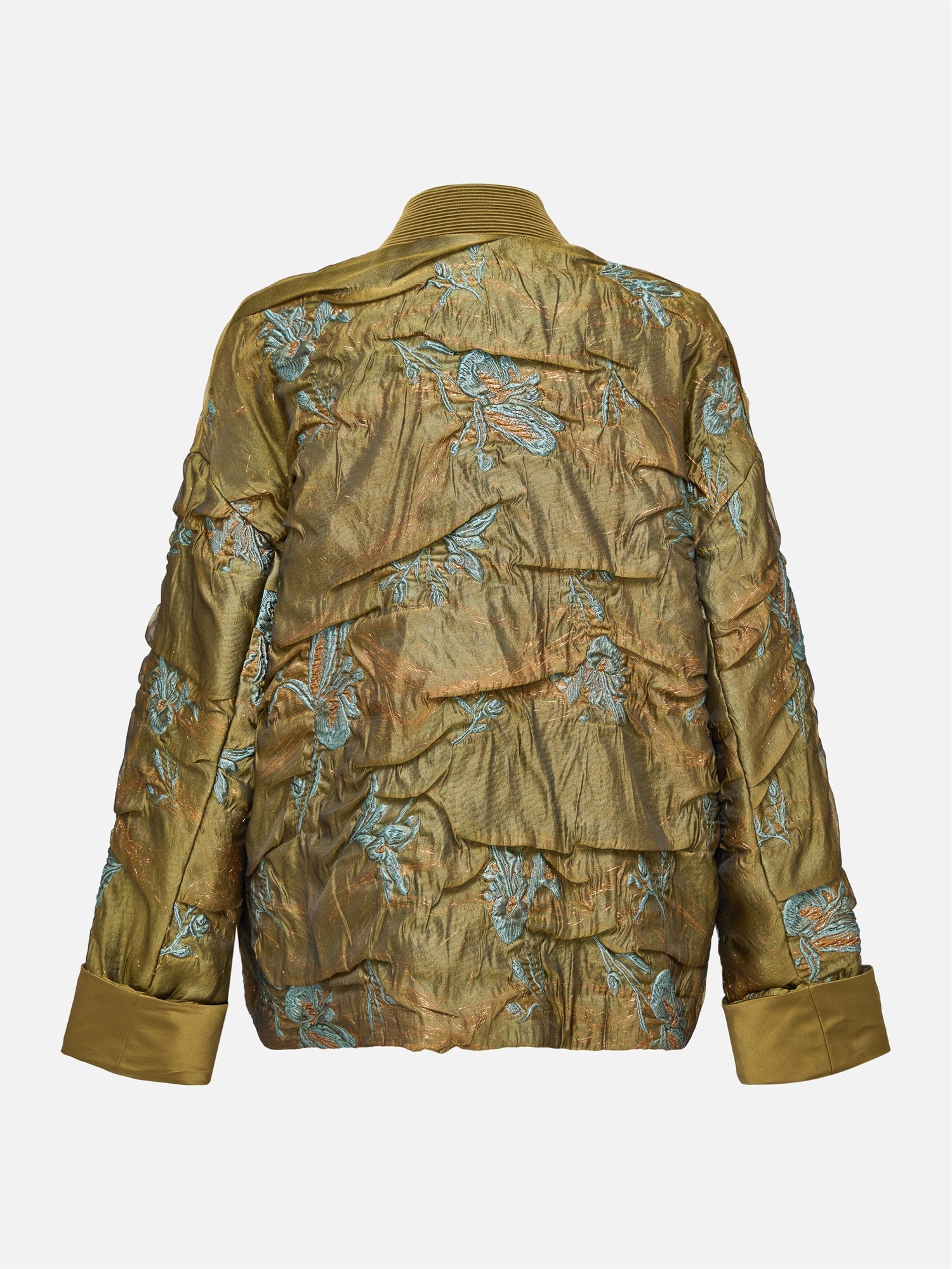 Chinese Style Gold Thread Jacquard Front-Closure Jacket | Green