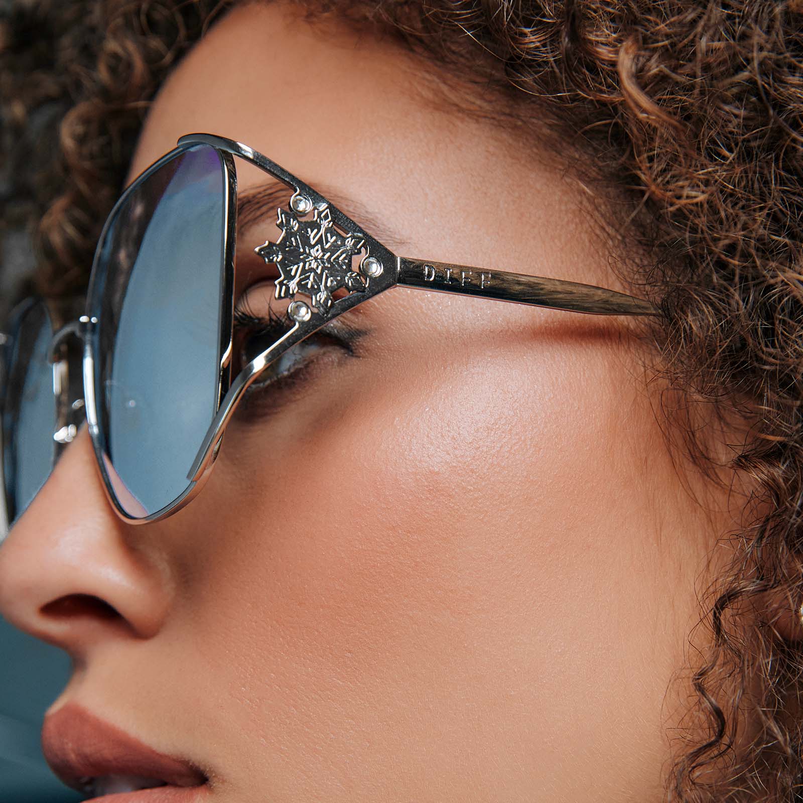Womens | Elsa Sunglasses | Cool Silver Gloss Metal | Ice Blue Polarized Lenses