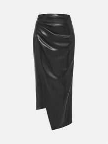 Split Bodycon Leather Skirt | Black