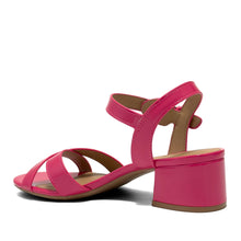Cinzia Sandal Block Heel | Magenta Faux Patent