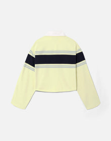Womens | Cut Off Rugby Polo | Limeade Stripe