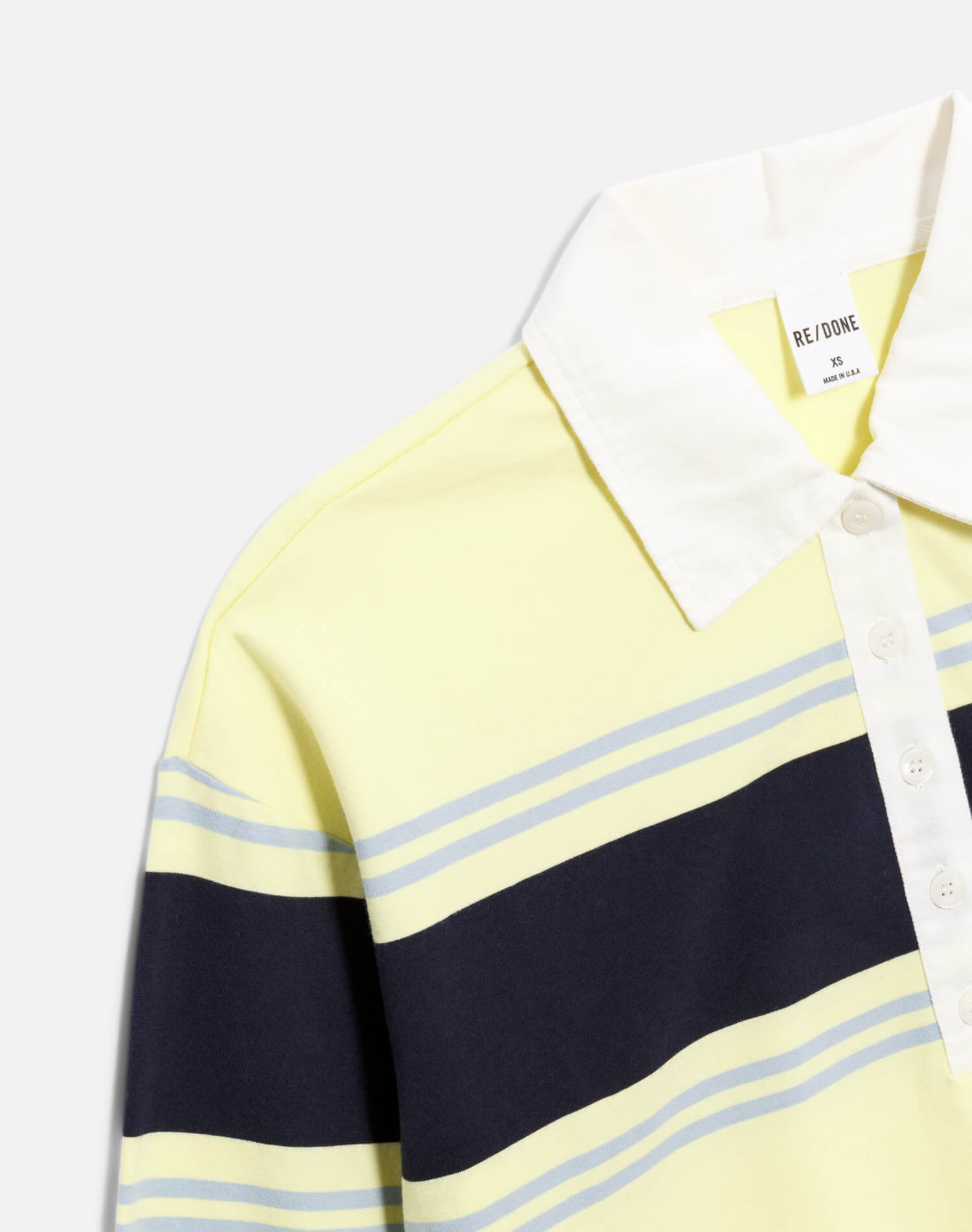 Womens | Cut Off Rugby Polo | Limeade Stripe