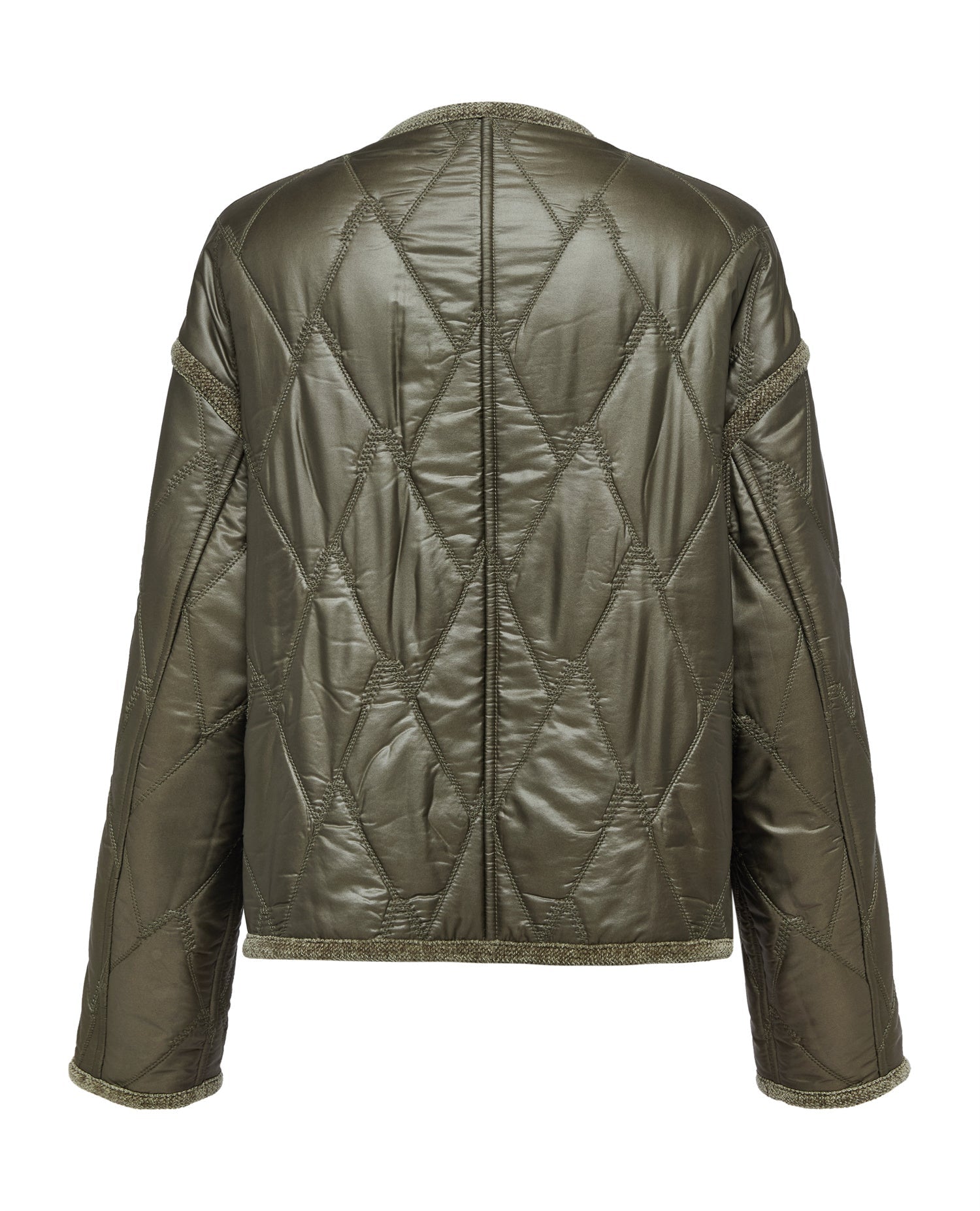 Round Neck Design Jacket | Green