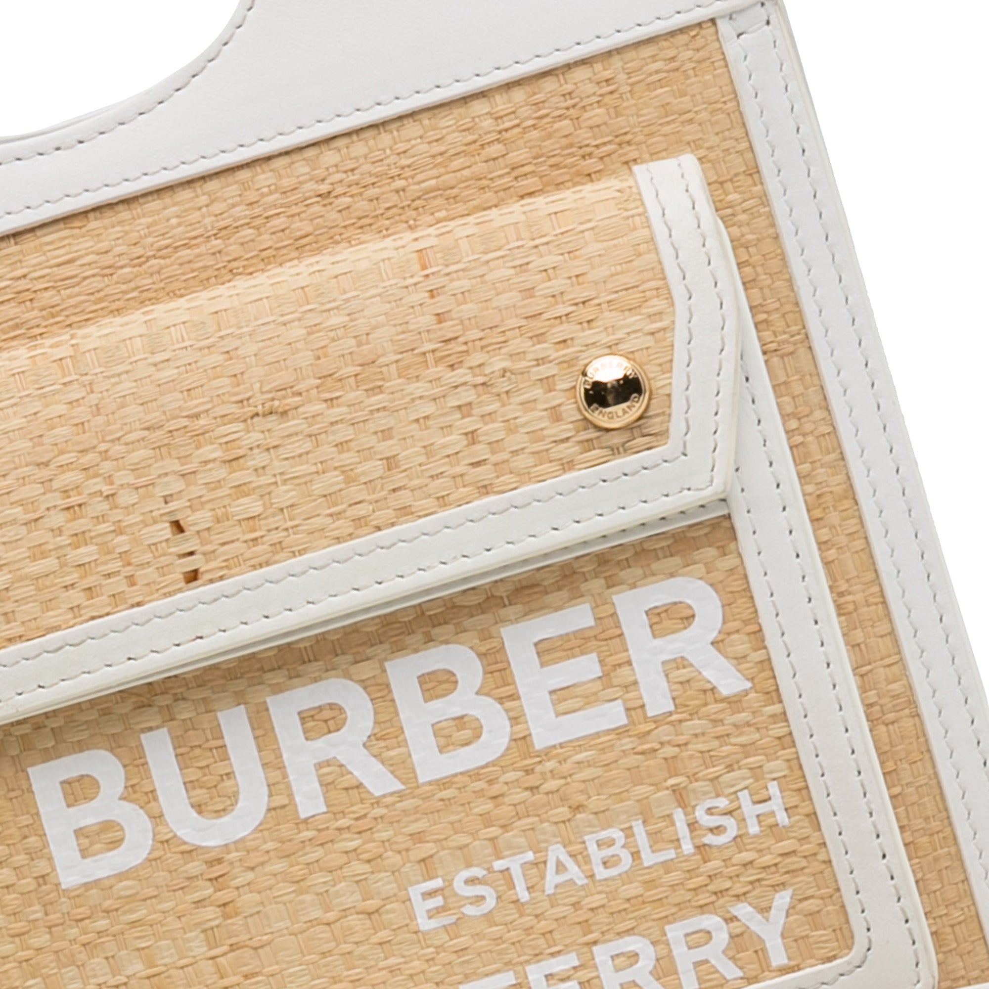 Burberry | Pre-Owned Pocket Raffia Satchel | Brown/Beige