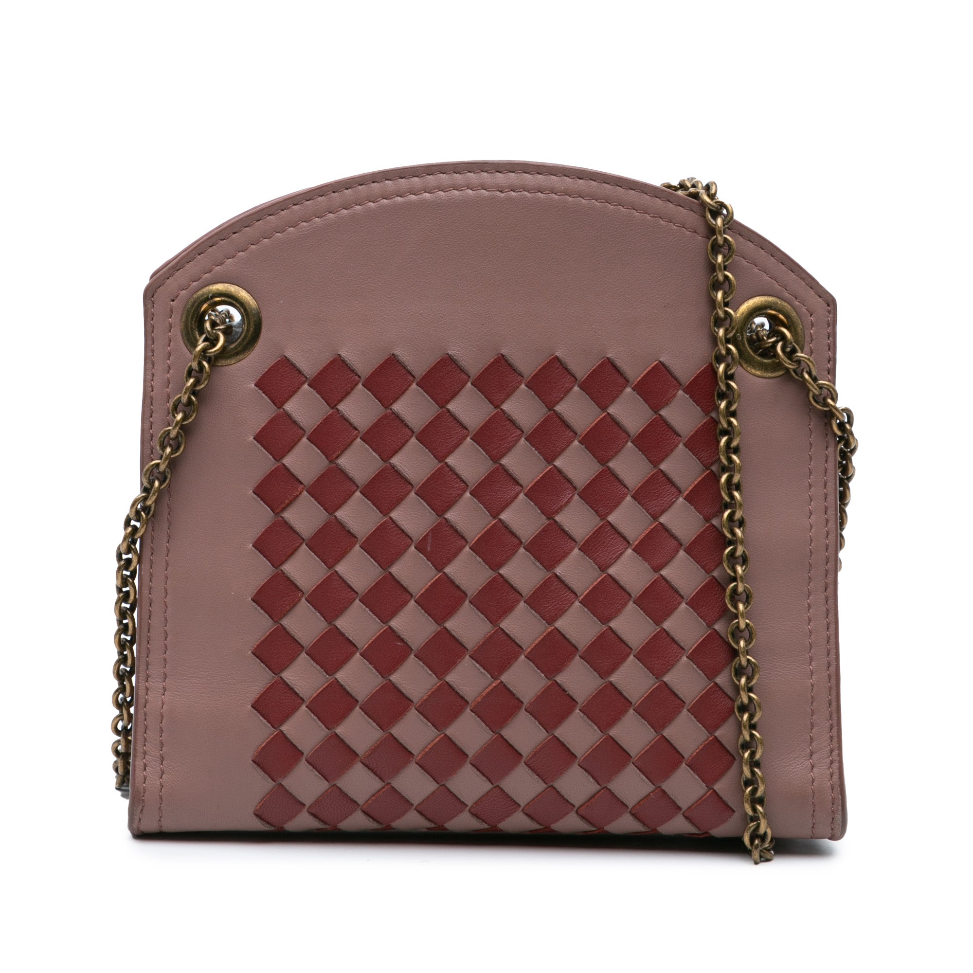 Bottega Veneta | Pre-Owned Nappa Intrecciato Chain Wallet | Pink
