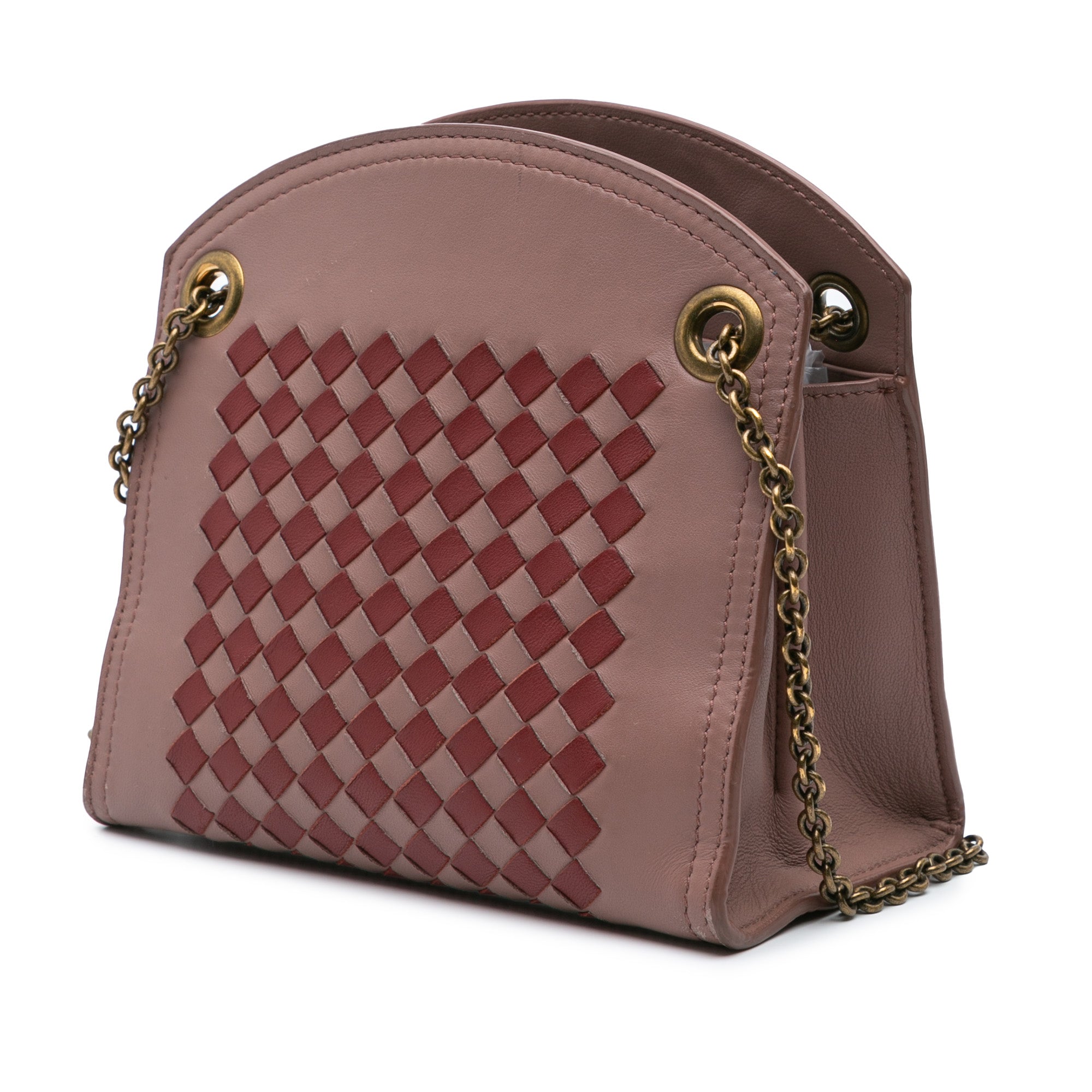 Bottega Veneta | Pre-Owned Nappa Intrecciato Chain Wallet | Pink