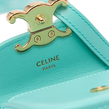 Celine | Pre-Owned Leather Triomphe AirPods Case with Strap - II | Blue/Turquoise