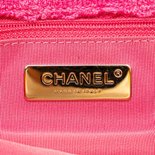 Chanel | Pre-Owned Wool Tweed Giant Logo Flap | Pink/Hot Pink