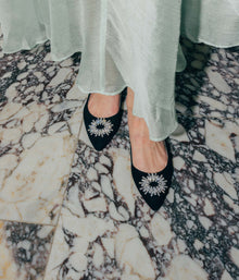 Stevie Ballerina Flats in Black Suede - Loren Hope