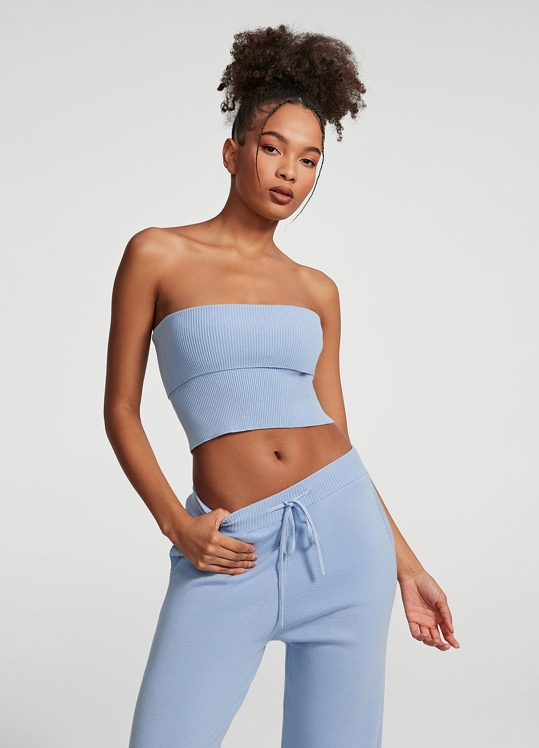 Chunky Knit Crop Top | Sky Blue