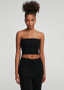 Chunky Knit Crop Top | Black