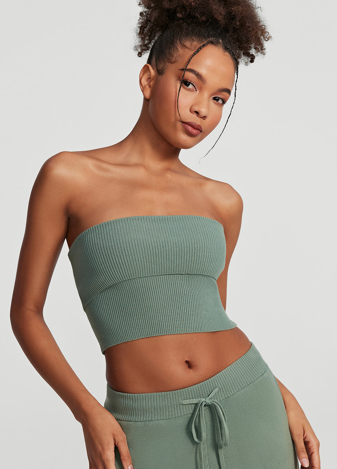 Chunky Knit Crop Top | Sage Green