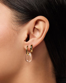 Kayla Drop Earrings | 14K Gold on Brass | Clear Recycled Glass