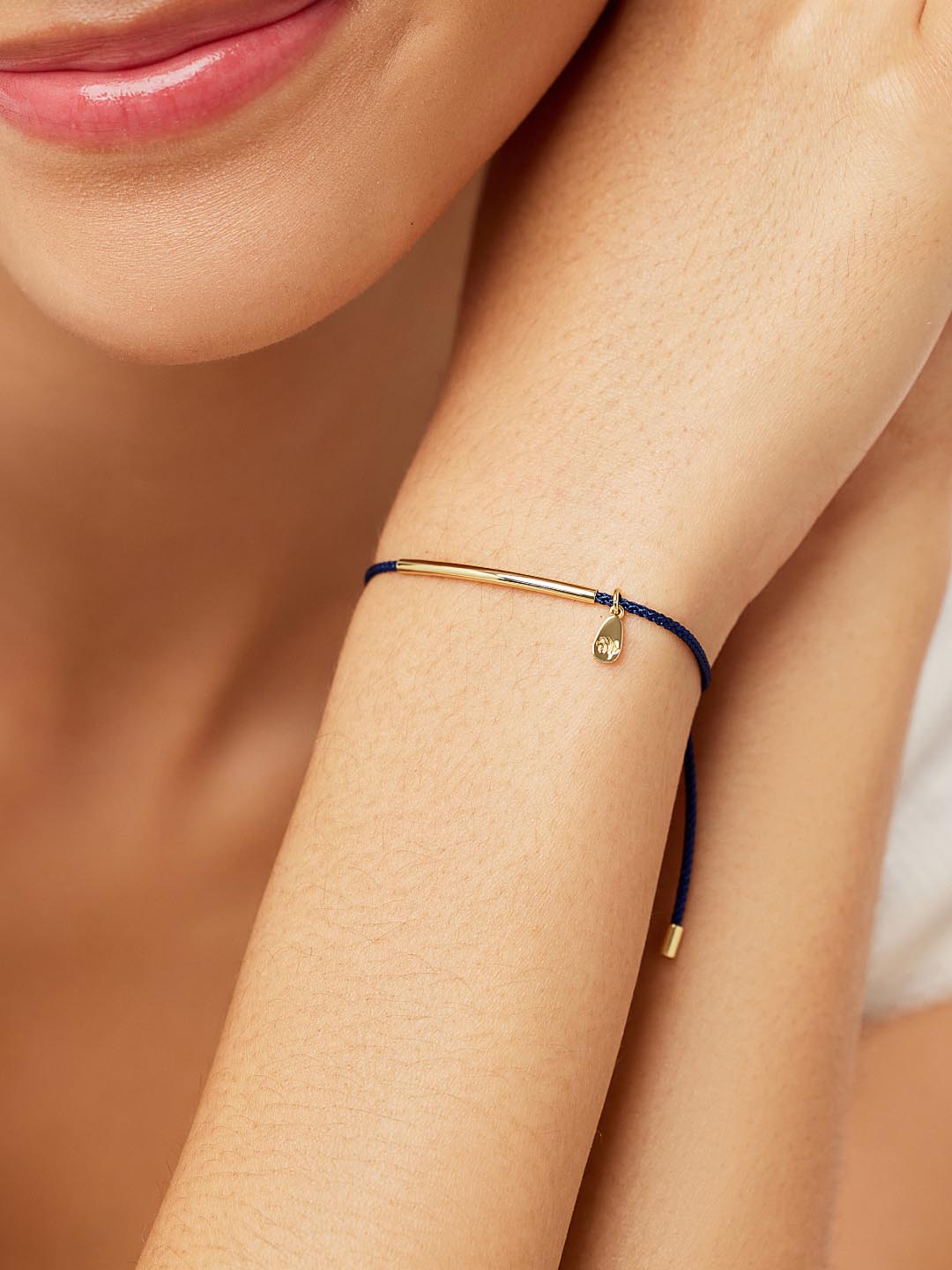 Coral Reef Protection Cord Bracelet | 14K Gold on Brass | Deep Blue Cord