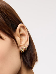 Rope Huggie Studs | 10K Solid Gold