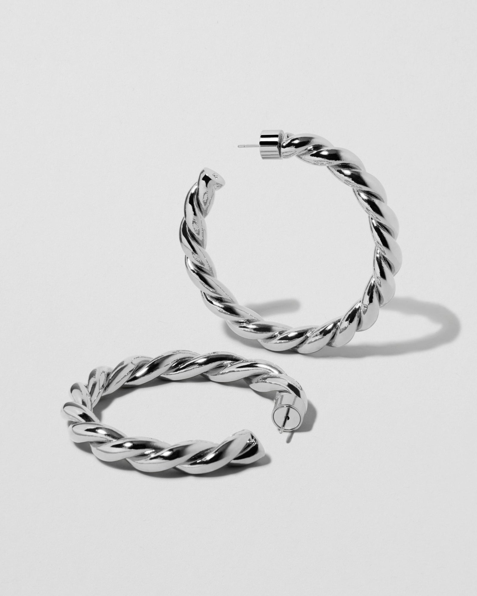 1.5" Twisted Lilly Baby Hoops | Silver & Yellow Gold