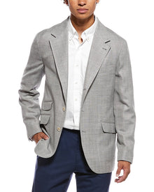 Brunello Cucinelli | Mens | Wool, Linen & Silk-Blend Blazer | Grey