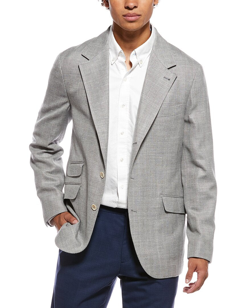 Brunello Cucinelli | Mens | Wool, Linen & Silk-Blend Blazer | Grey