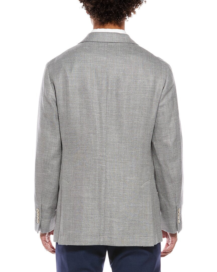 Brunello Cucinelli | Mens | Wool, Linen & Silk-Blend Blazer | Grey