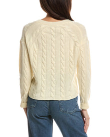 The Cashmere Project | Womens | Cropped Cable V Neck Sweater | Yellow