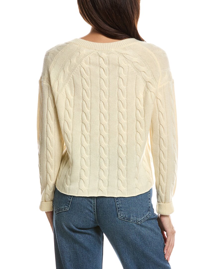 The Cashmere Project | Womens | Cropped Cable V Neck Sweater | Yellow